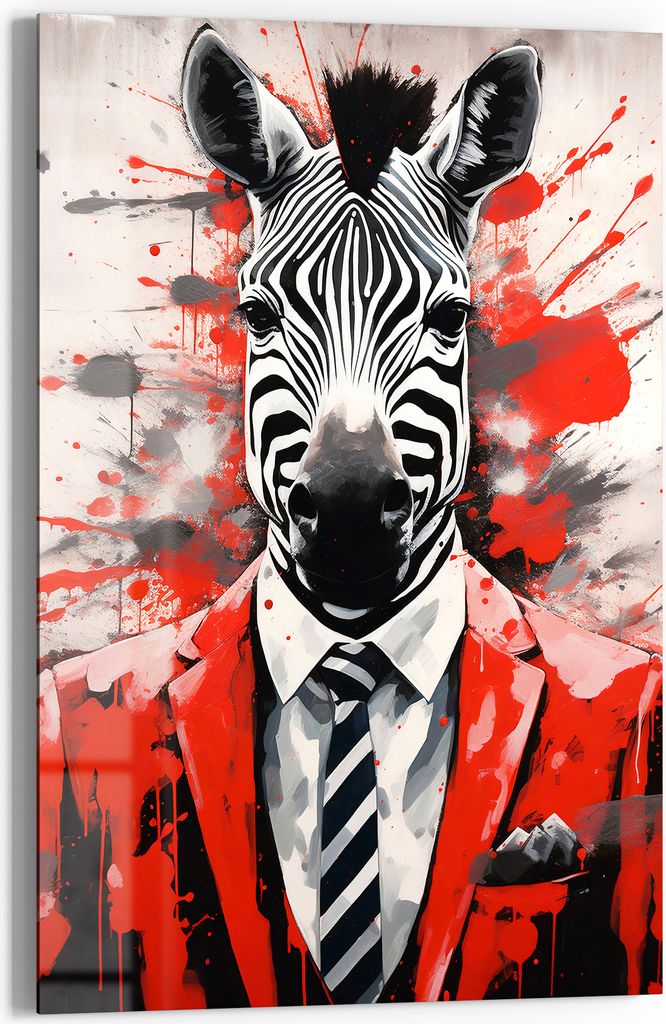 DEQOART Glasbild Echtglas 60x90 cm 'Zebra im Rampenlicht' Produktbild 
