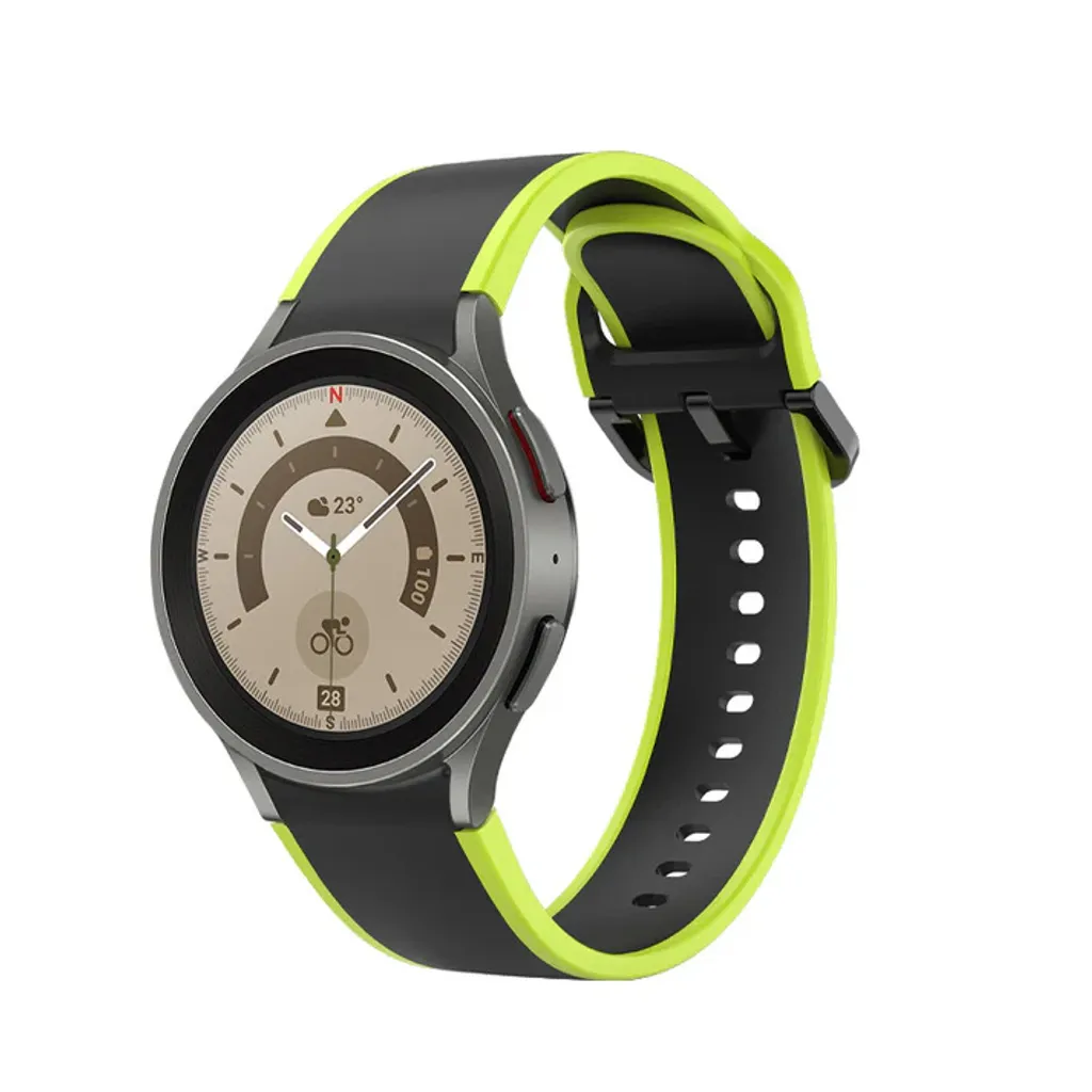 SYSTEM-S Cinturino Silicone 20mm Neon Black Compatibile Galaxy Watch 4/5