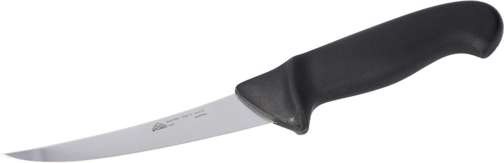 STUBAI Ausbeinmesser geschwungene Schneide | 140 mm | aus Edelstahl, rostfrei, spülmaschinenfest, mit Polypropylengriff