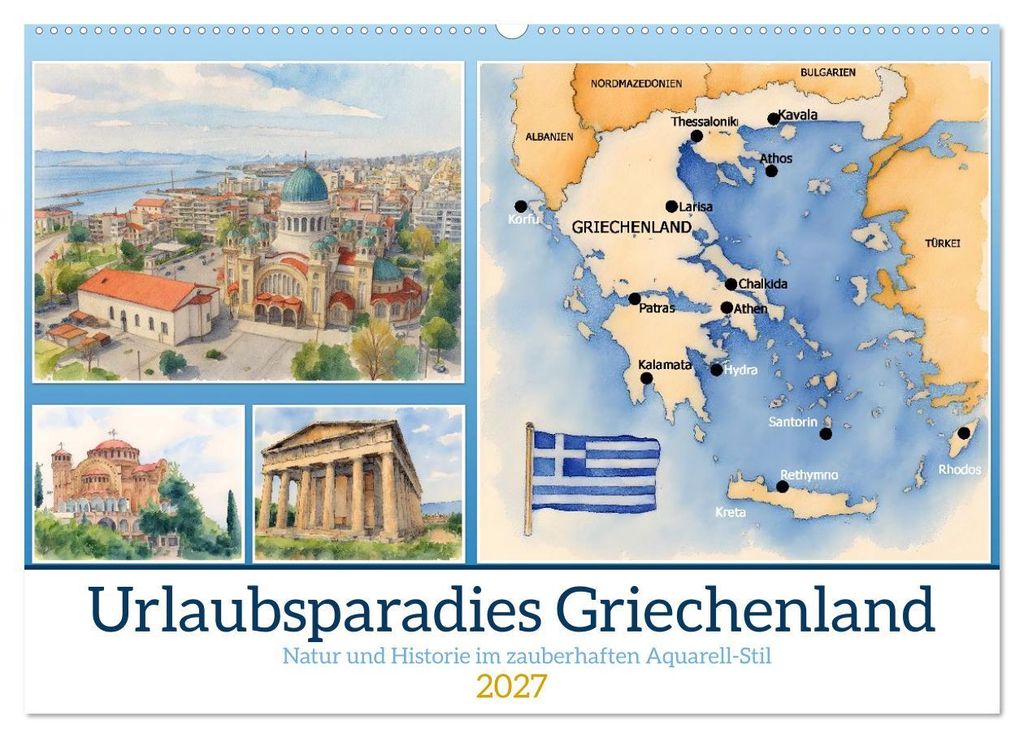 Urlaubsparadies Griechenland (Wandkalender 2027 DIN A2 quer), CALVENDO Monatskalender