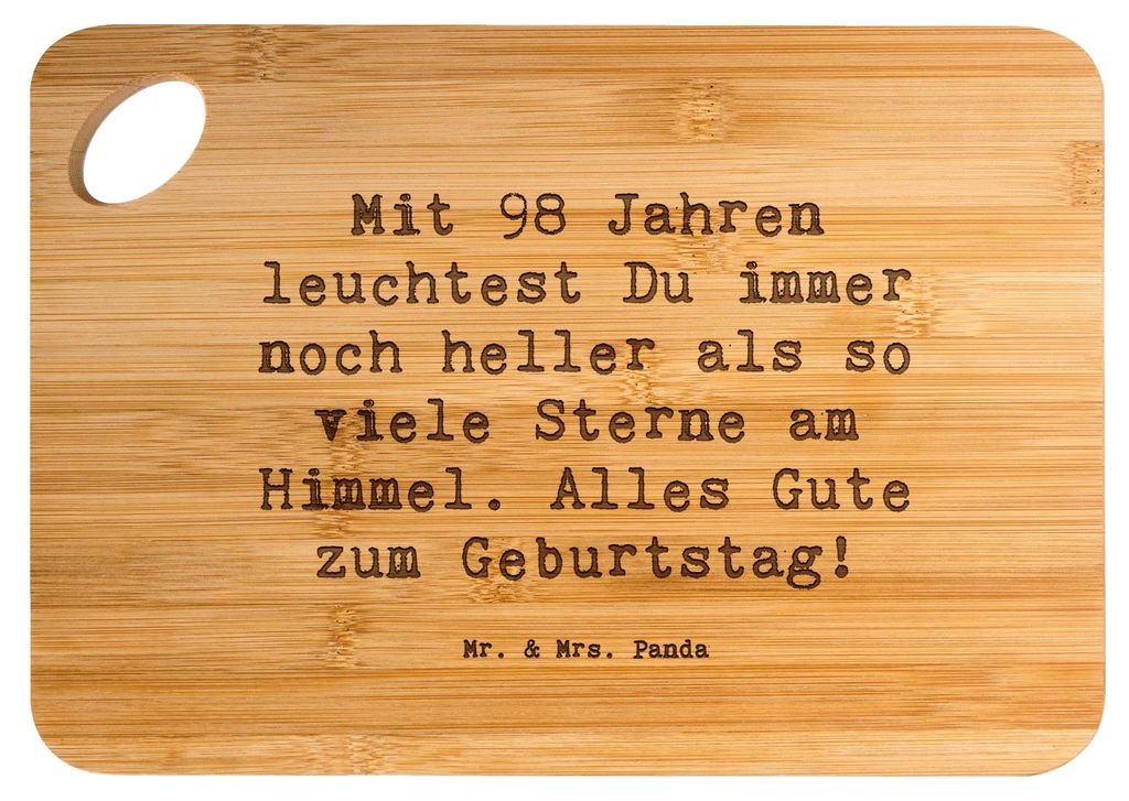 Mr. & Mrs. Panda Holzbrett Spruch 98. Geburtstag Leuchten - Produktbild 