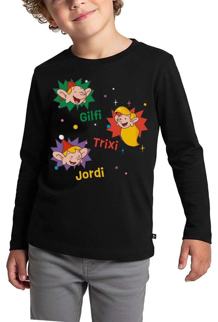 Spreadshirt Weihnachtsmann & Co. KG Gilfi, Trixi Und Jordi Kinder Premium Langarmshirt, 110/116 (4 Jahre), Schwarz