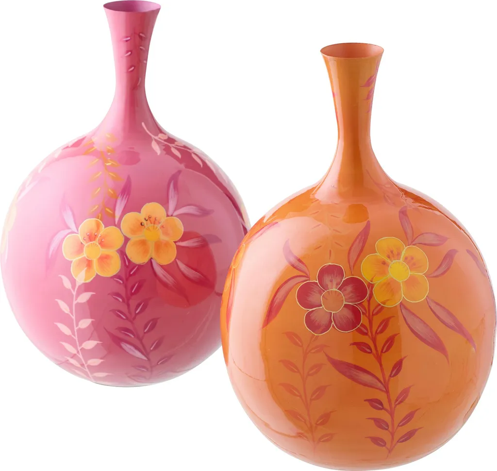 Vase Incassable en Métal J-Line Rose Orange pour Déco Durable Style J2