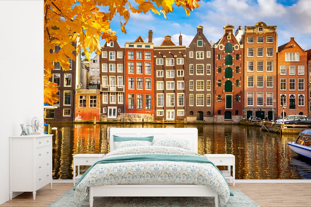 MuchoWow Fototapete für Wohnzimmer oder Schlafzimmer Wandtapete Vinyl Motivtapete Architektur - Aufschwung - Amsterdam - 420x280 cm - Zimmer fü...
