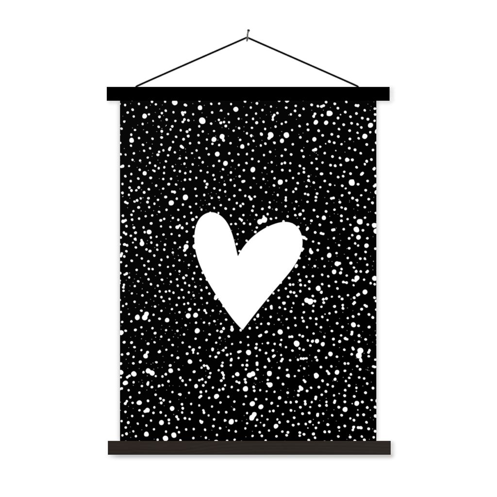 MuchoWow Textilposter Design - Liebe - Herz 90x120 cm mit schwarzem Rahmen - Dekoration