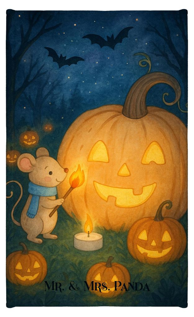 Mr. & Mrs. Panda Mini-Handtuch Kürbis Maus Design - Weiß - Geschenk, Trick Or Treat, gästehandtuch frottee, badezimmer handtuch, Klein, Baumwoll...