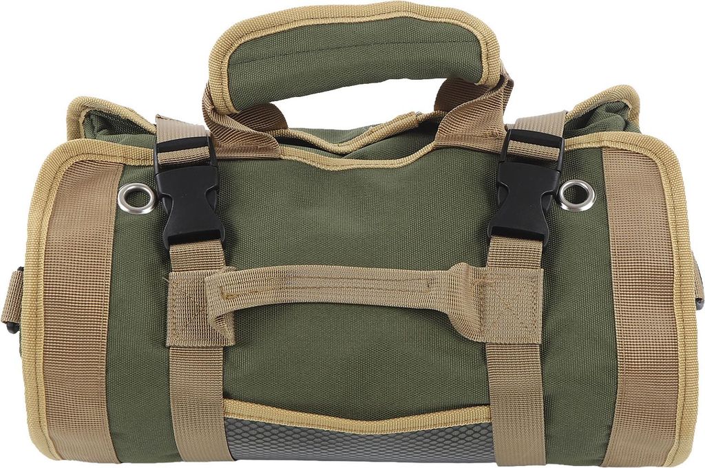 Werkzeugroll -up -Tasche Oxford Stoff tragbarer Multi -Zweck -Aufbewahrungstasche Hanging Träger für Elektriker Klempner Carpenter Green