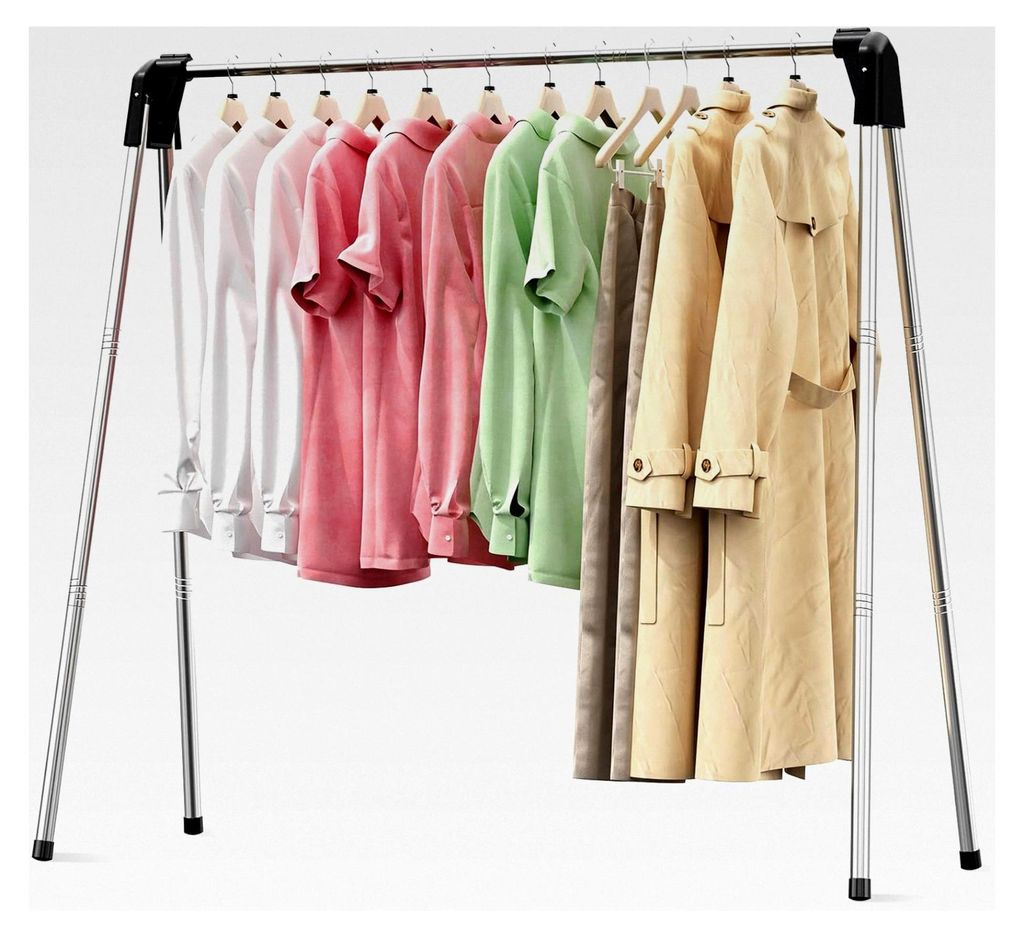 Wäscheständer aus Edelstahl, klappbar für platzsparende Aufbewahrung, ideal für Reisen und Camping, 140 cm hoch