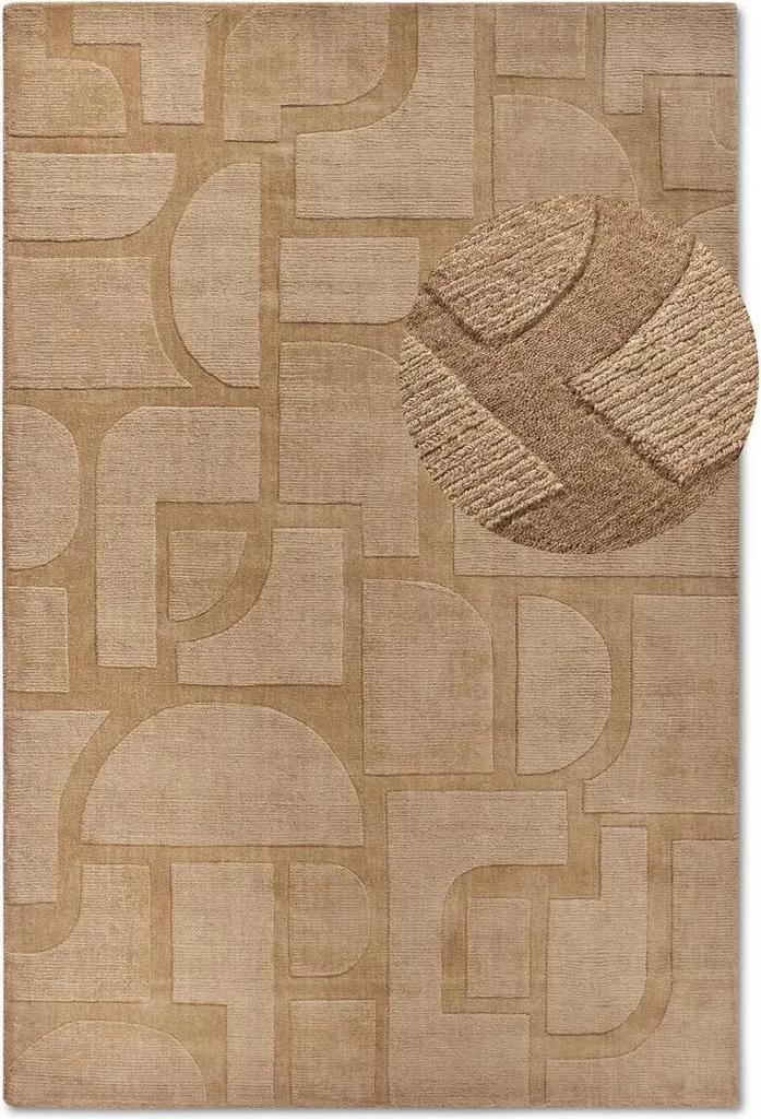 Tapis en laine fait main pour salon moderne au design géométrique chic