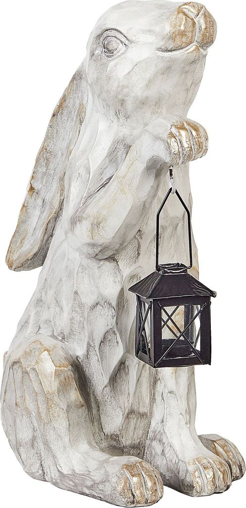 BELIANI Dekofigur Hasenform Weiß aus Leichtbeton 37 cm Outdoor Außenbereich Gartendeko Osterdeko Dekoration Wohnaccessoires Osterhase
