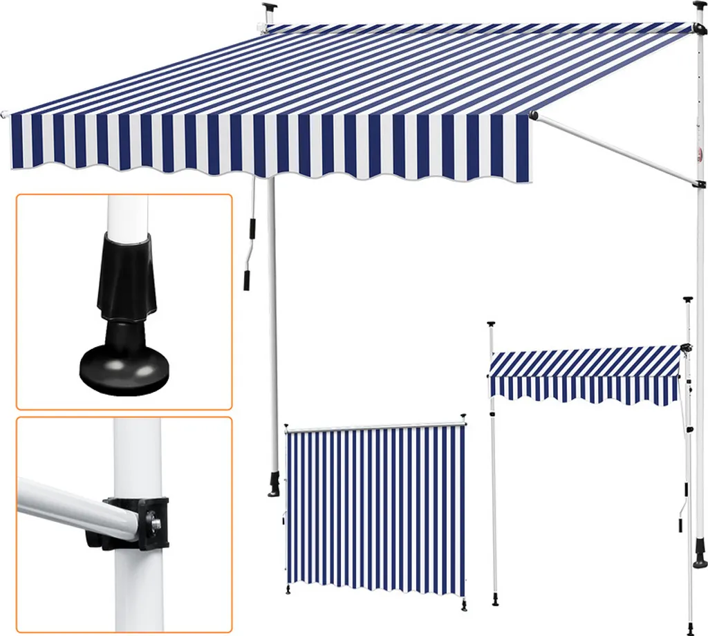 Tenda da Sole Jiubiaz per Balcone Chic | 350x120cm Senza Fori Parete