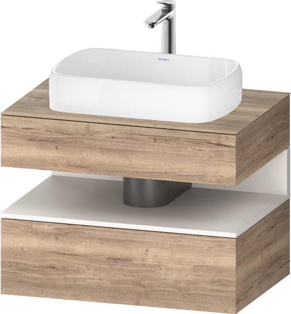 Duravit Qatego Konsolenwaschtischunterbau, 1 Auszug, 1 Schubkasten, Ausschnitt mittig, 800x550x600mm, Nische Weiß Supermatt, QA4730084550000