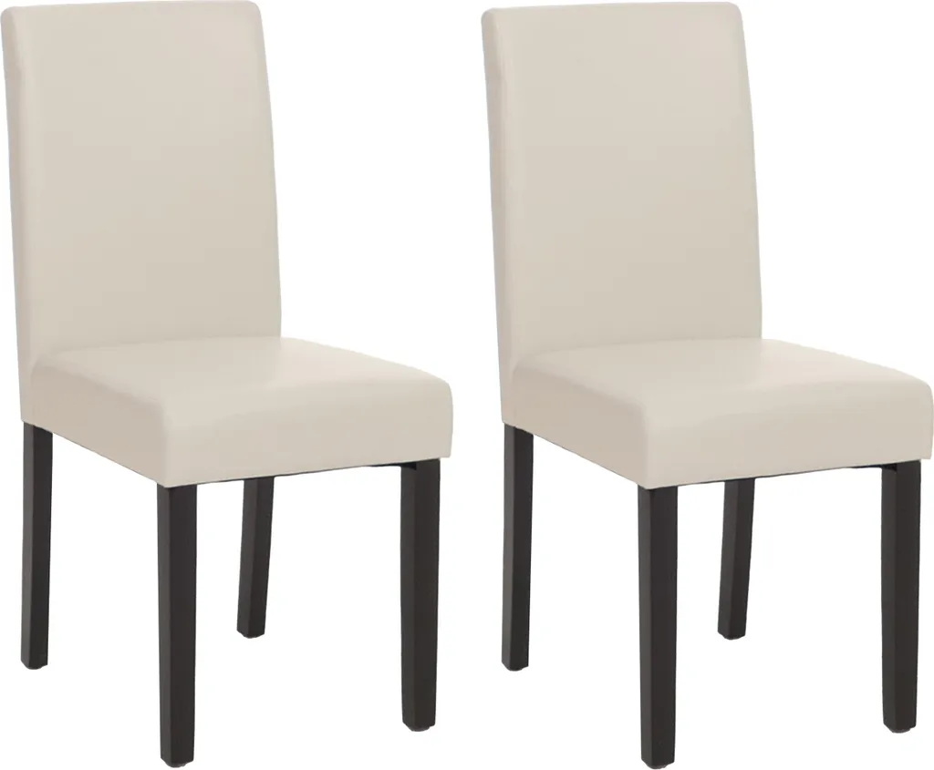 set di 2 sedie per sala da pranzo Sedia da cucina Littau ~ Similcuoio, bianco, gambe scure