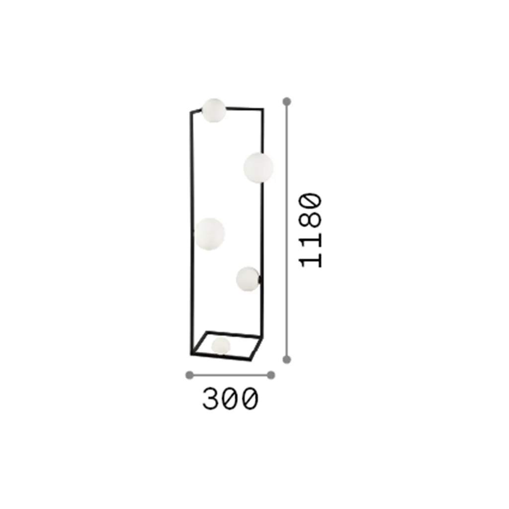 Lampadaire d'angle industriel métal laiton 5 lumières G9 3W 3000K doré