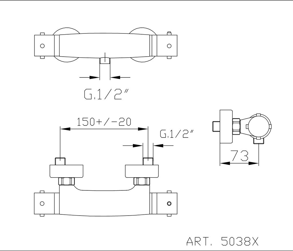 Demm Duschthermostat Aufputz Derytherm chrom 5038X, 13464.005.C