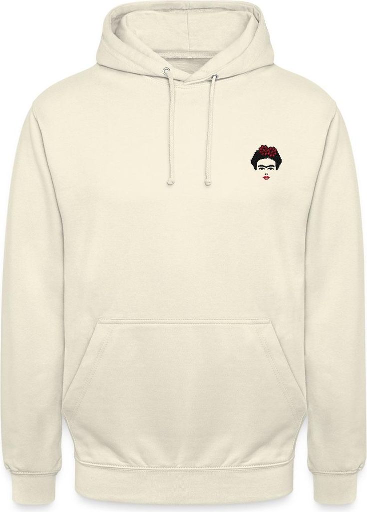 Spreadshirt Frida Kahlo Umriss Schwarz Und Rot Stick Uni Hoodie, M, Vanille-Milchshake