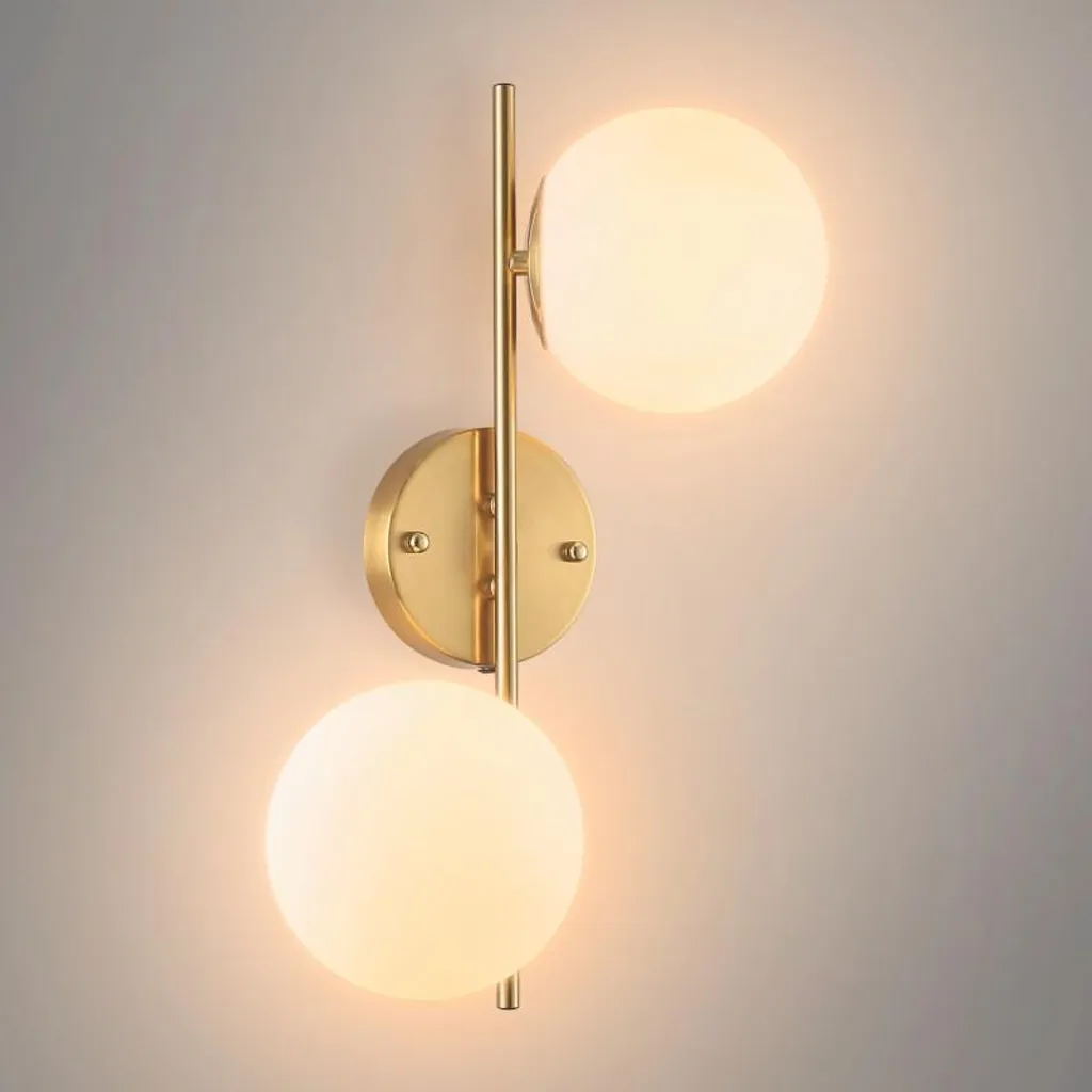 Applique chic dorée OLIVIA E27, double globe en verre dépoli dépoli