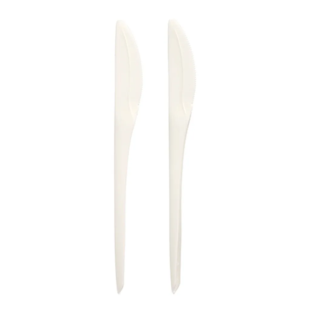 Couteau Traiteur Folia Blanc 19 cm C-PLA Conpax pour Buffets - 1000 U