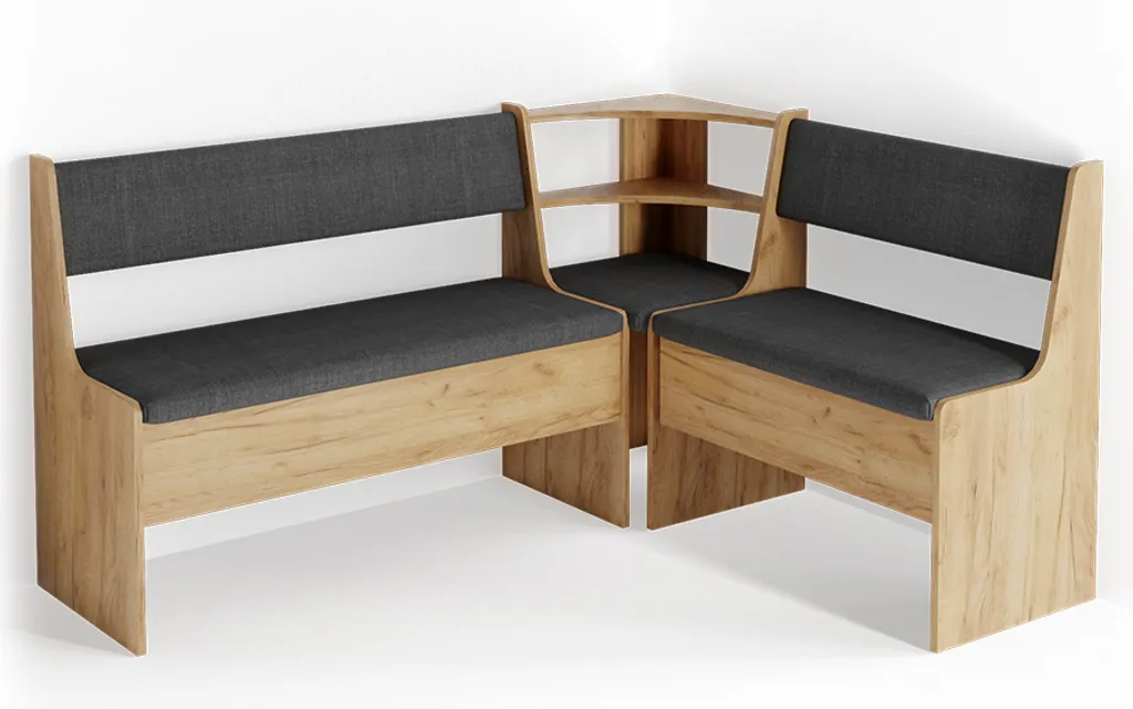 Banc d'angle compact Vicco Roman en bois chêne doré, format 43x43 cm