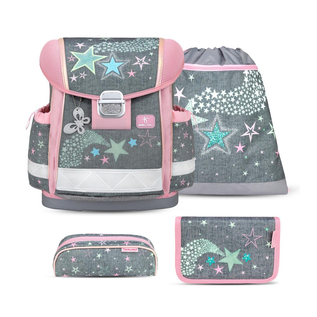 Belmil Classy ergonomisches Schulranzen-Set 4-teilig "Shine Bright" mit Brustgurt