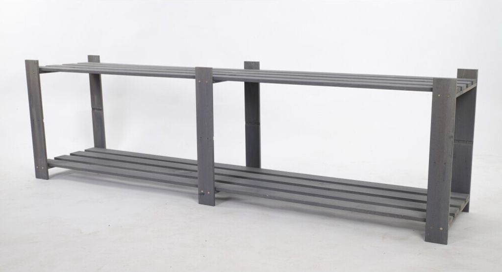Holzregal PINEPEAK | HxBxT 50x170x38cm | 2 Fachboden | 1,2cm dickes Kiefernholz | Grau