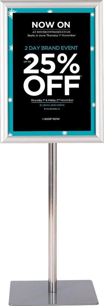 Informationsständer - A3 Plakatständer - Höhenverstellbar - Metallrahmen - Für Laden und Büro - Montage erforderlich - Silber