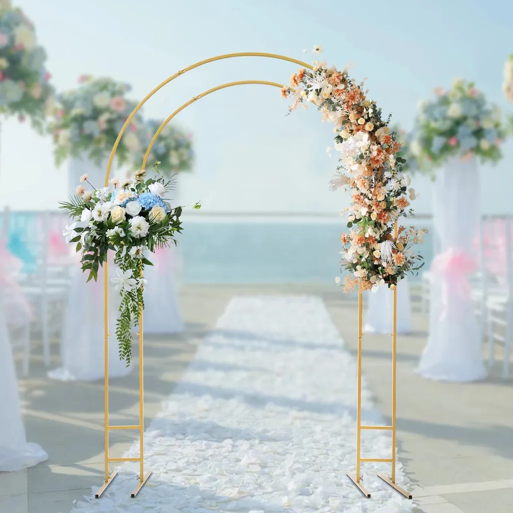 Arche décorative de jardin en métal blanc support pour fleurs et fêtes - 11