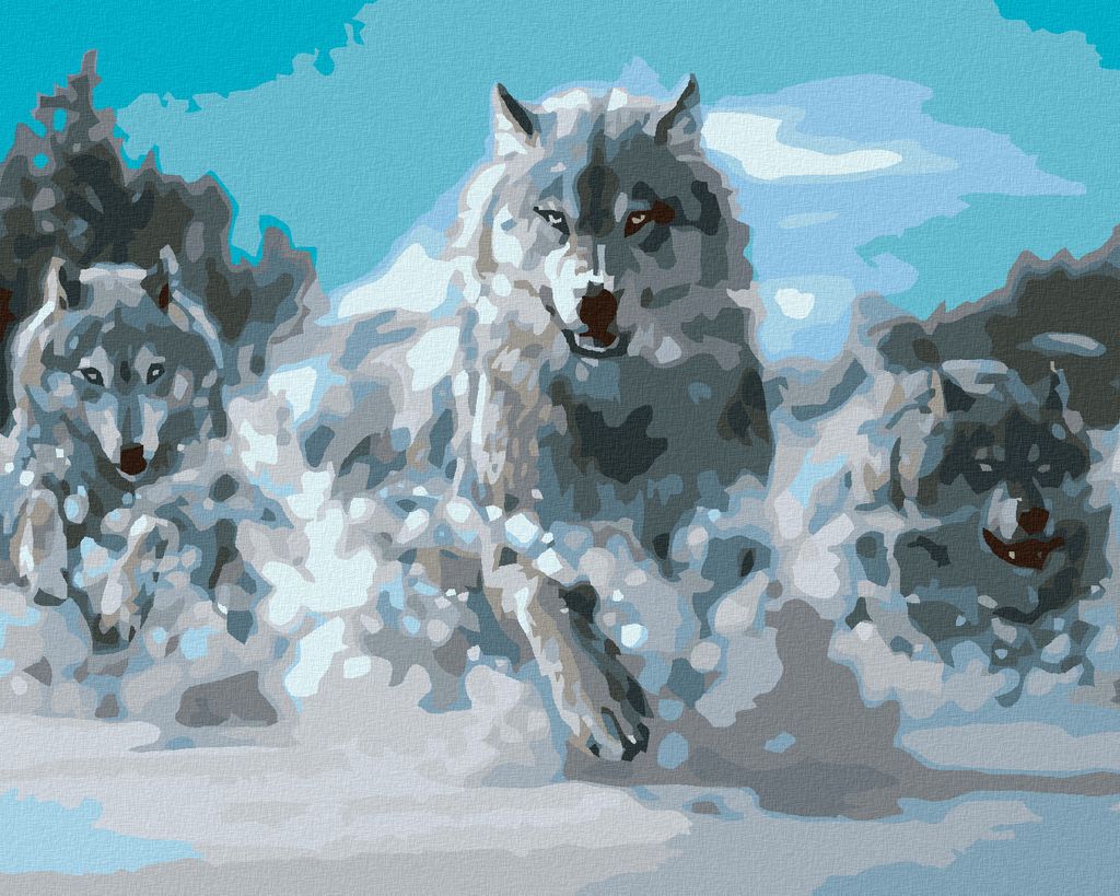 Zuty - Malen nach Zahlen - LAUFENDE WÖLFE, 40x50 cm, ohne Keilrahmen