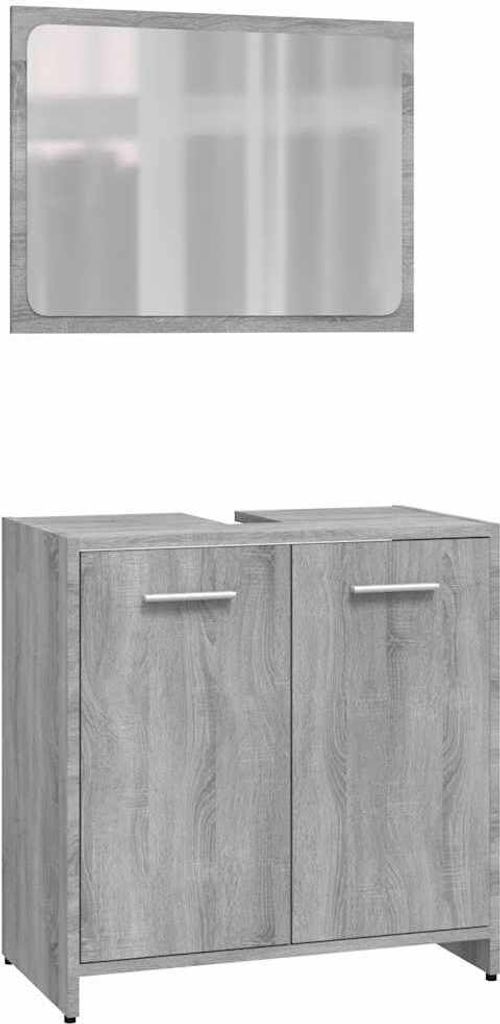 A bathroom vanity set with a mirror above a cabinet.