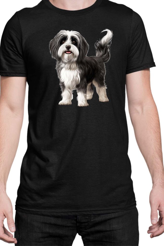 Herren T-Shirt Dogs Breeds Havanese Dog Breed 006, Man S / Schwarz