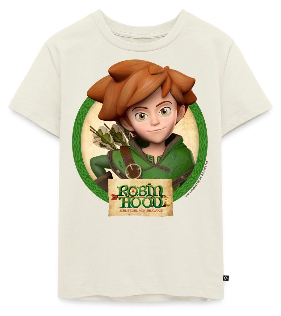 Spreadshirt Robin Hood Schlitzohr Von Sherwood Porträt Kinder Premium T-Shirt, 134/140 (8 Jahre), Naturweiß