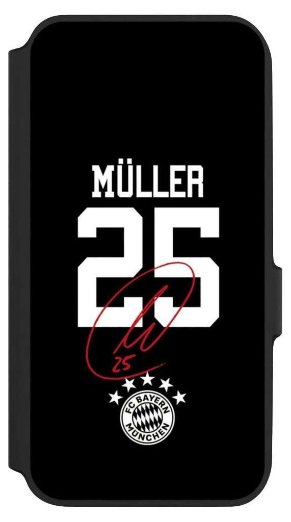 NIVOCASE Klapphülle für Samsung Galaxy A54 5G Handyhülle aus Kunst Leder NIVOflip schwarz FC Bayern München FCB Thomas Müller