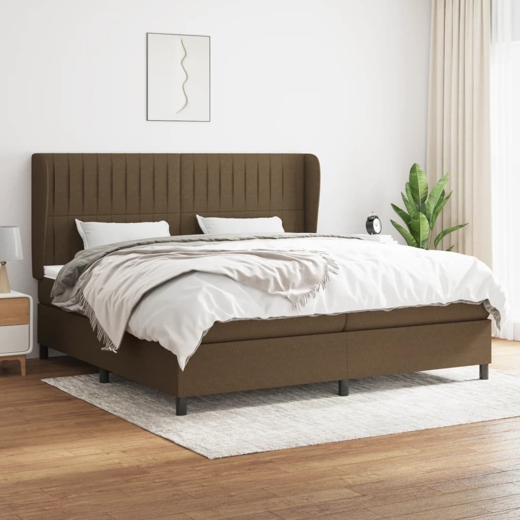 "Rabatt" Boxspringbett mit Matratze - 2 Personen - Strapazierfähiger Stoff - Dunkelbraun 200x200 cm Stoff - Klassische Betten CC5379