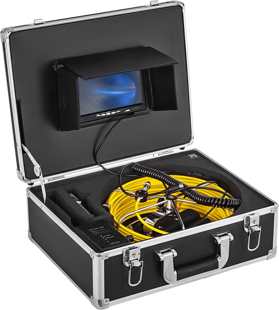 SucceBuy Kanalisationskamera Rohrinspektionskamera 30M 7" Monitor Abflusskamera HD DVR Recorder Industrieendoskop mit 8GB Karte