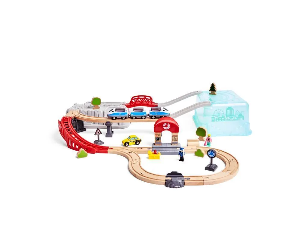 Circuit de train en bois Hape complet pour enfant dès 3 ans avec bac - 15