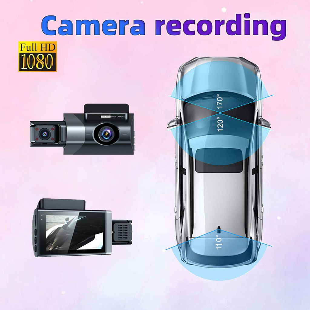 Přístrojová kamera se třemi kamerami, 1080P HD, DVR do Obrázek produktu 4
