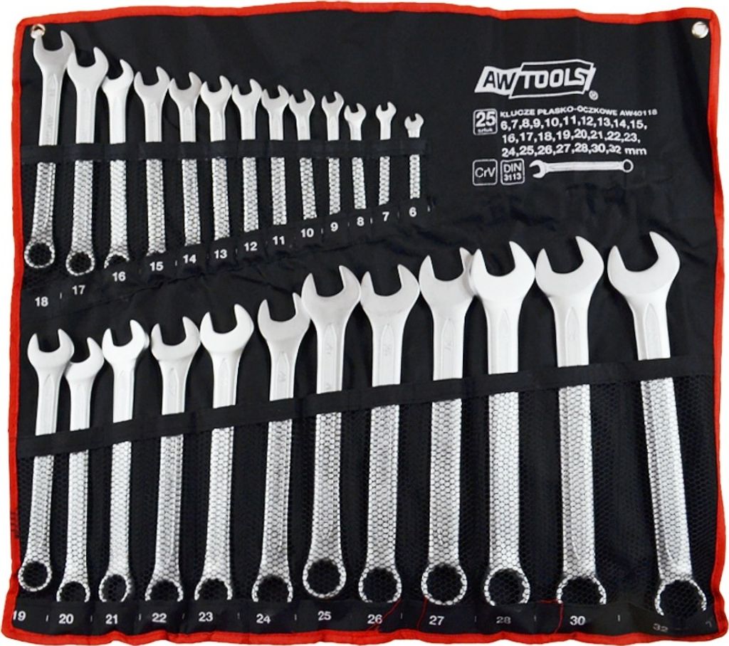 Awtools klucze płasko-oczkowe komplet 25elem. /6mm-32mm/