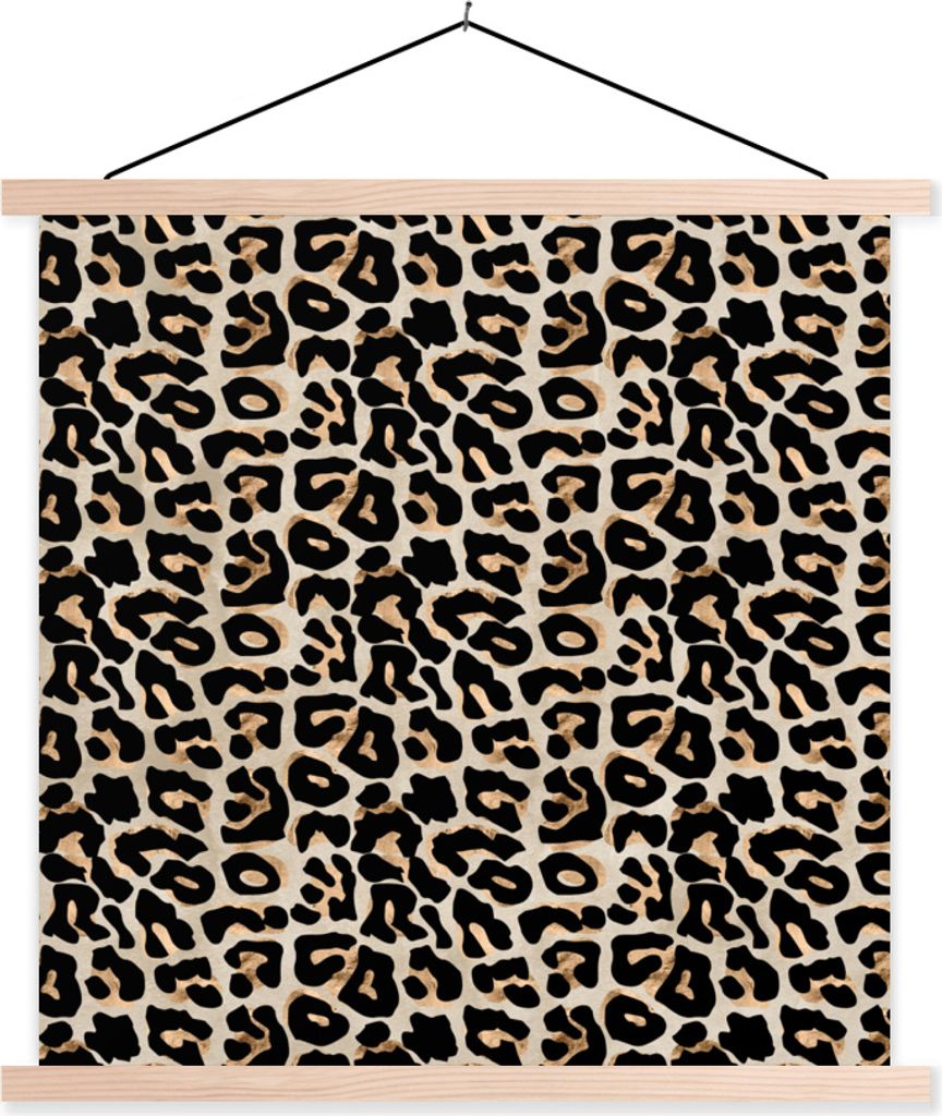 MuchoWow Textilposter Tiermuster - Panther - Schick 40x40 cm mit holzfarbenen Rahmen - Posterleiste