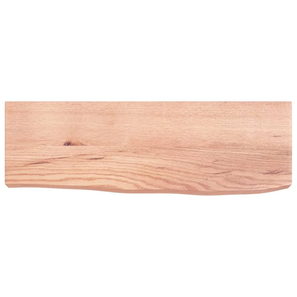 The Living Store Mensola a muro marrone chiaro 60x20x6 cm in legno massiccio trattato con rovere - 2