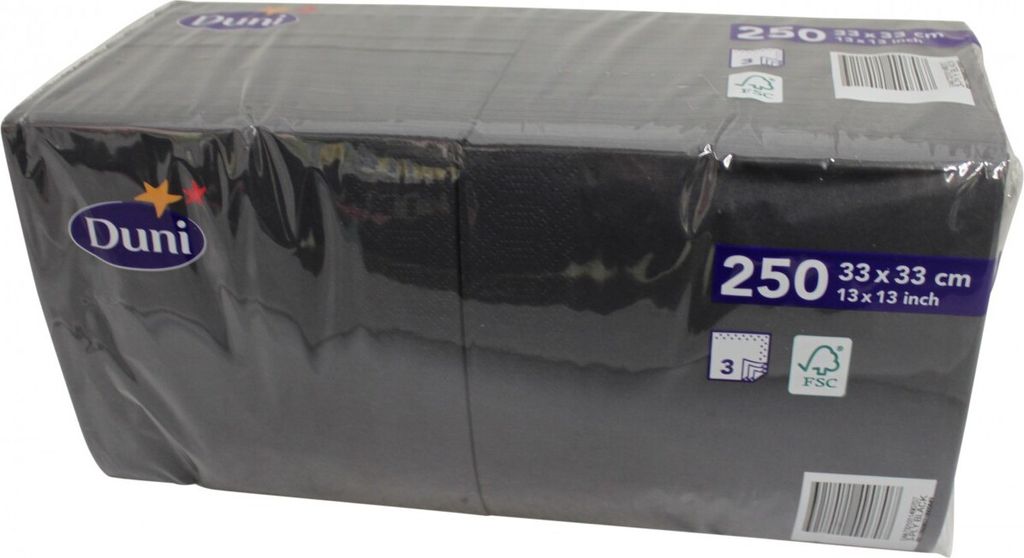 Duni 250 Tovaglioli di cellulosa neri 33cm x 33cm Immagine del prodotto 