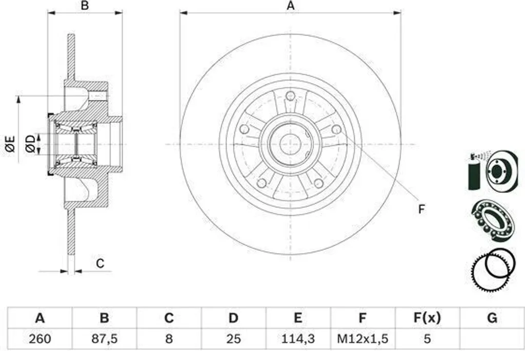 Disque de frein BOSCH 0 986 479 E79 pour Renault Megane IV OE 432000166R