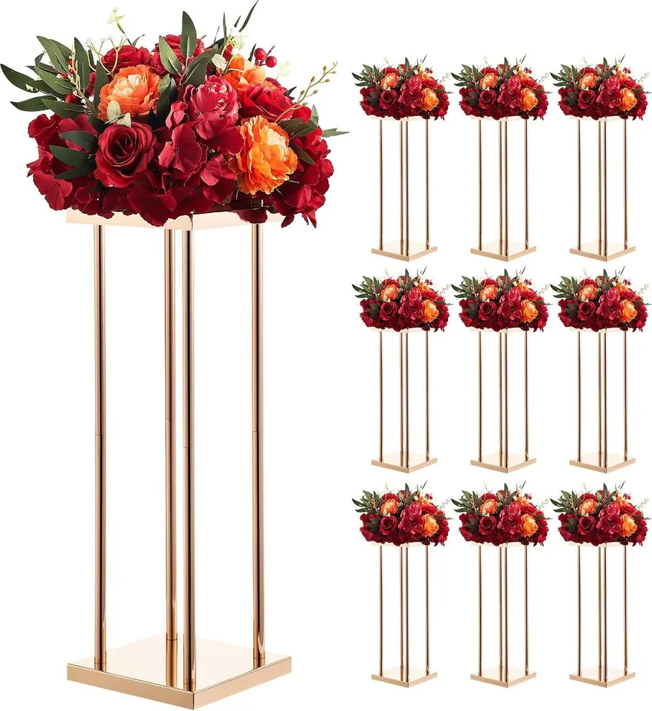 Présentoir à fleurs 20x20x60 cm lot de 10 colonnes décoratives en métal
