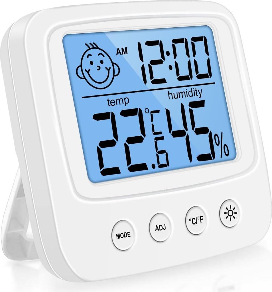 Hochpr?zises digitales Thermometer mit Hygrometer, Hintergrundbeleuchtung und Uhr, fš¹r Bš¹ro/Zuhause