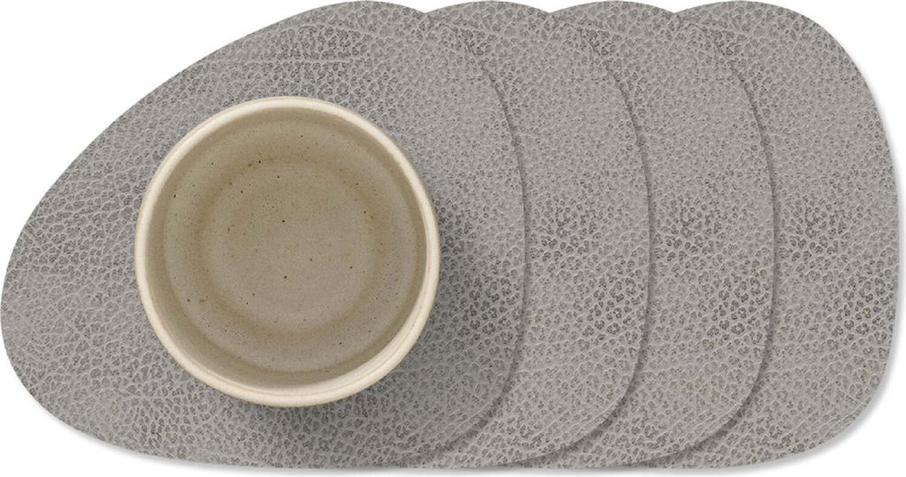 LIND DNA Untersetzer Hippo - Leder - Anthrazitgrau - 13 x 11 cm - 4 Stück