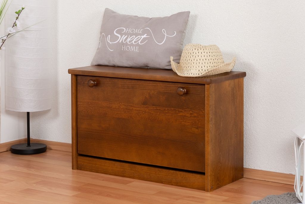Schuhschrank Kiefer Vollholz massiv Eichefarben Rustikal Junco 216 - Abmessungen: 45 x 72 x 30 cm (H x B x T)