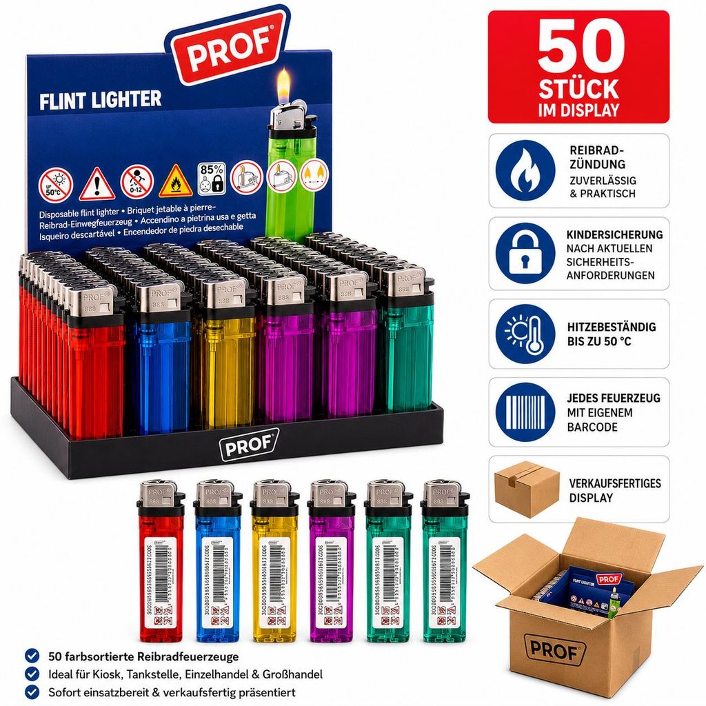 50 zapalovačů naplněných barvami, uspořádaných podle Obrázek produktu  Obrázek vytvořený pomocí AI
