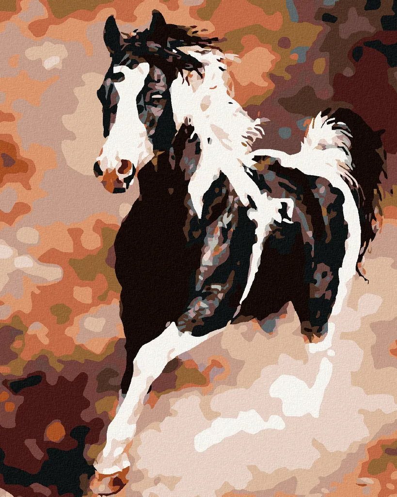 Kit de peinture par numéros pour adulte motif cheval noir 40x50