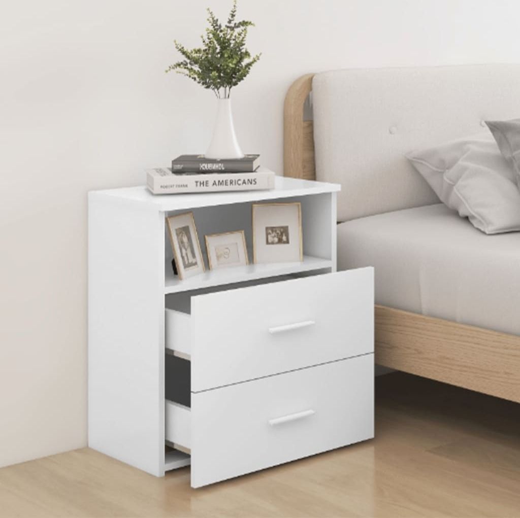 " "2er Set Nachttisch Modernes - Nightstand/Nachtschrank für Schlafzimmer - Weiß 50x32x60 cm NeuMöbel 2155909