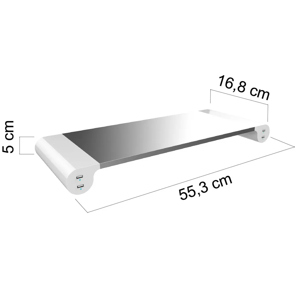 Support d'Écran USB UNiLUX STUDY Design Ergonomique Argenté et Blanc PC - 7