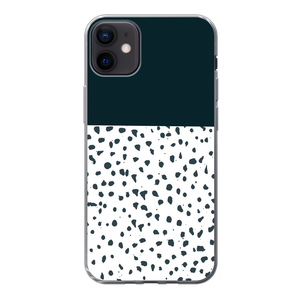 MuchoWow Handyhülle Schutzhülle Hülle für iPhone 12 mini Polka dots - Schwarz - Weiß Silikon Softcase Handy Hülle - Bild